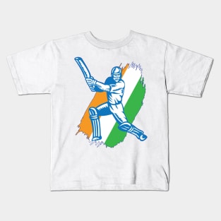 India Indian Cricket Player Batsman Design Kids T-Shirt